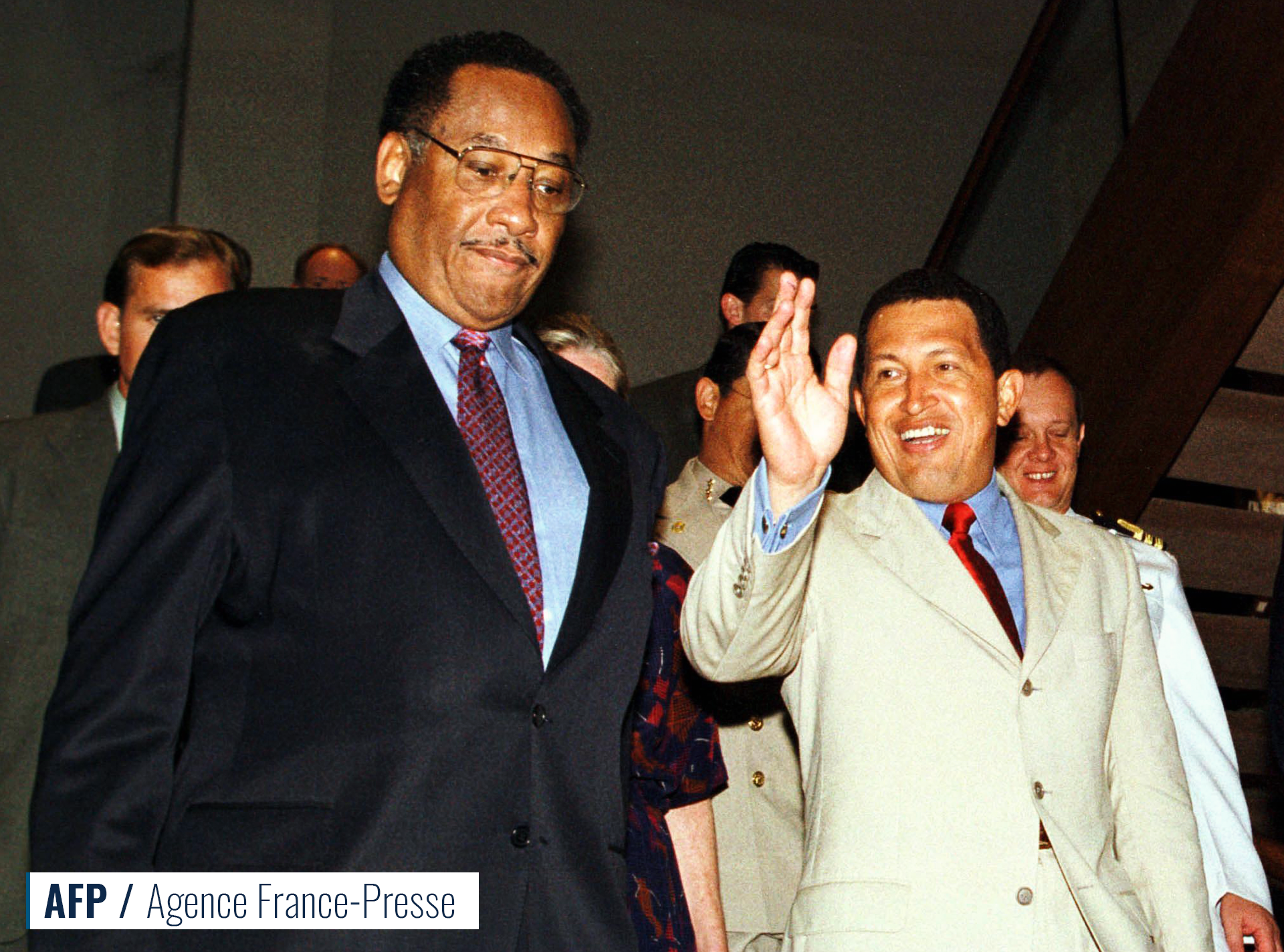 Venezuelan President Hugo Chavez's first visit to the city of Houston, Texas, on June 11, 1999. He was received by Houston Mayor Lee Brown.