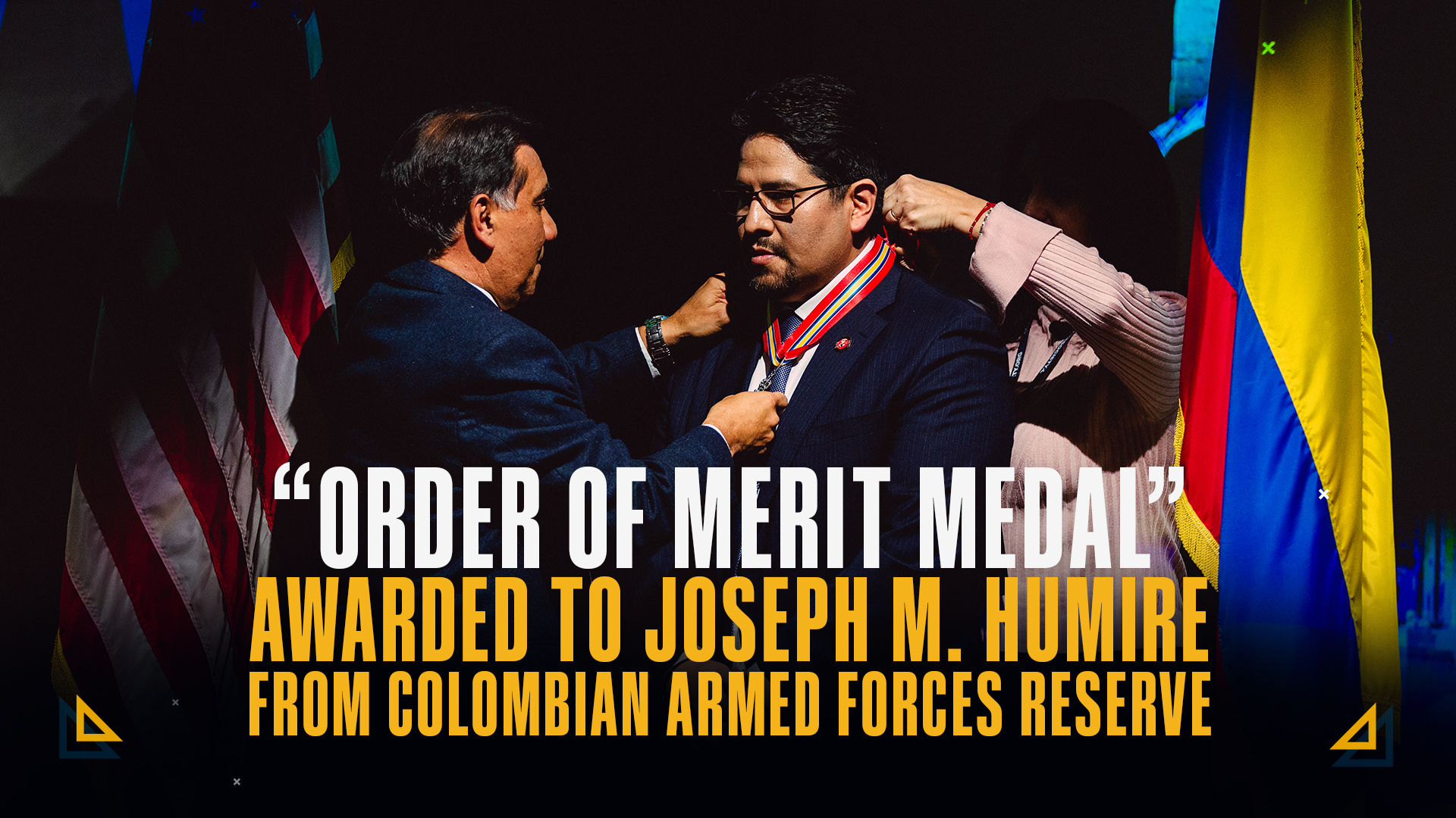 Order of Merit Medal awarded to Joseph M. Humire from Colombian Armed Forces Reserve